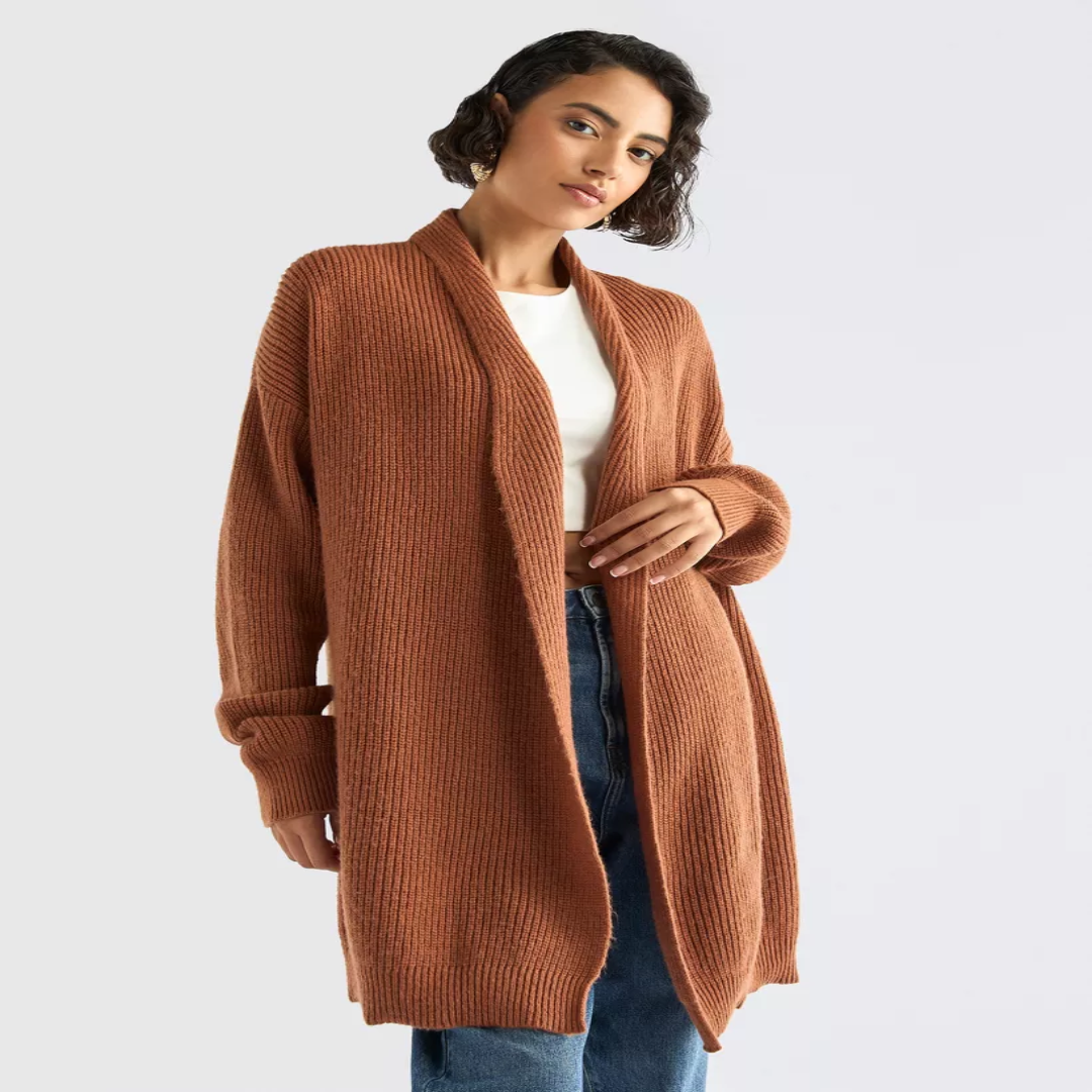 Textured Open Front Cardigan – Long Sleeves & Cardigans for Women | Supplier from UAE