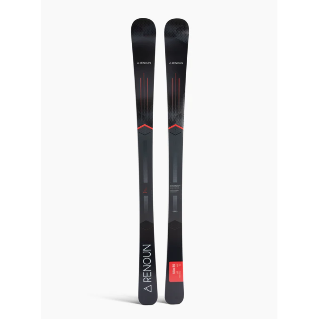 Atlas 80 Carving Skis – 80mm Waist, Lightweight & Fast – Black/Red, 177cm