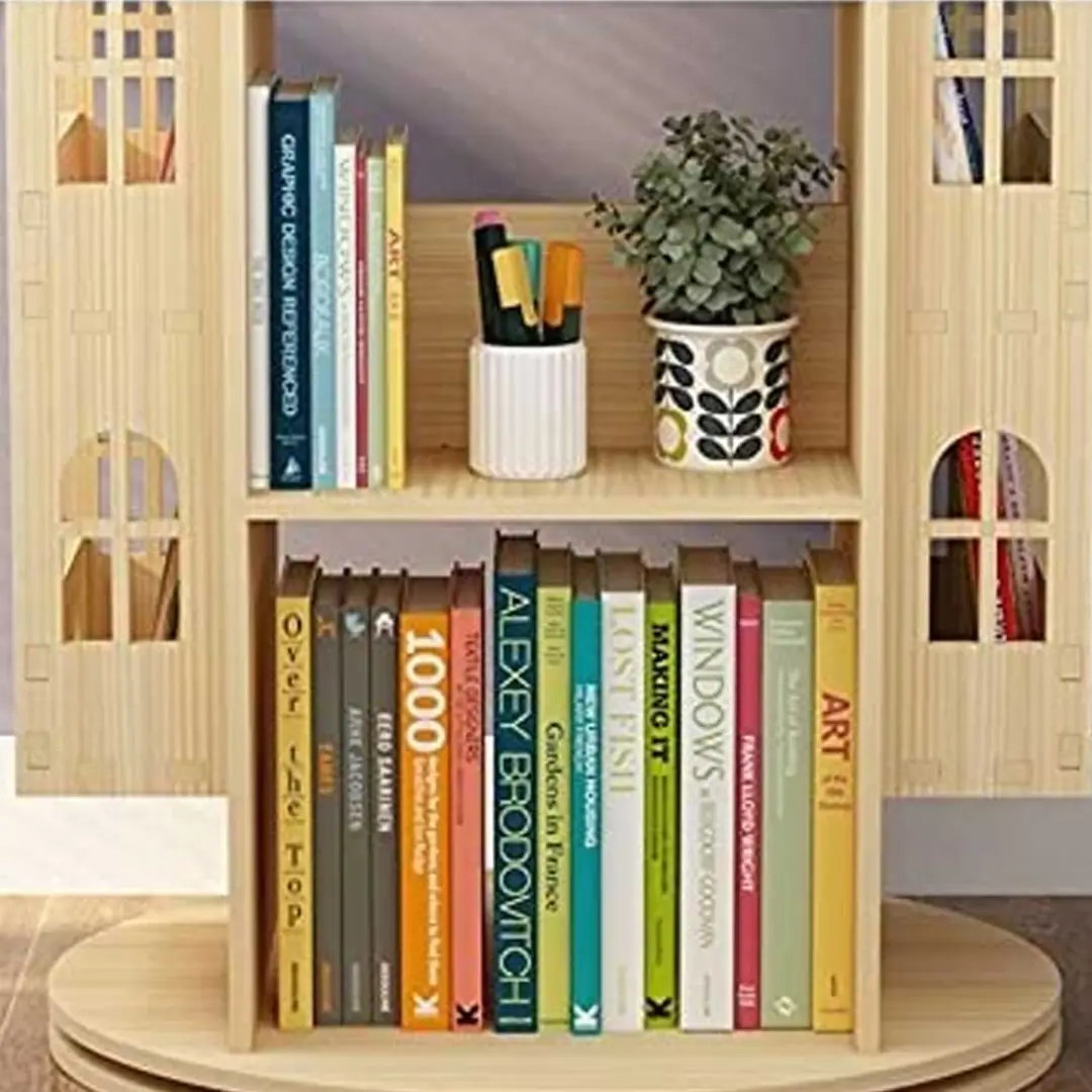 Wooden Round Table – 360° Rotating Bookcase | Fatima Furniture Supplier from India