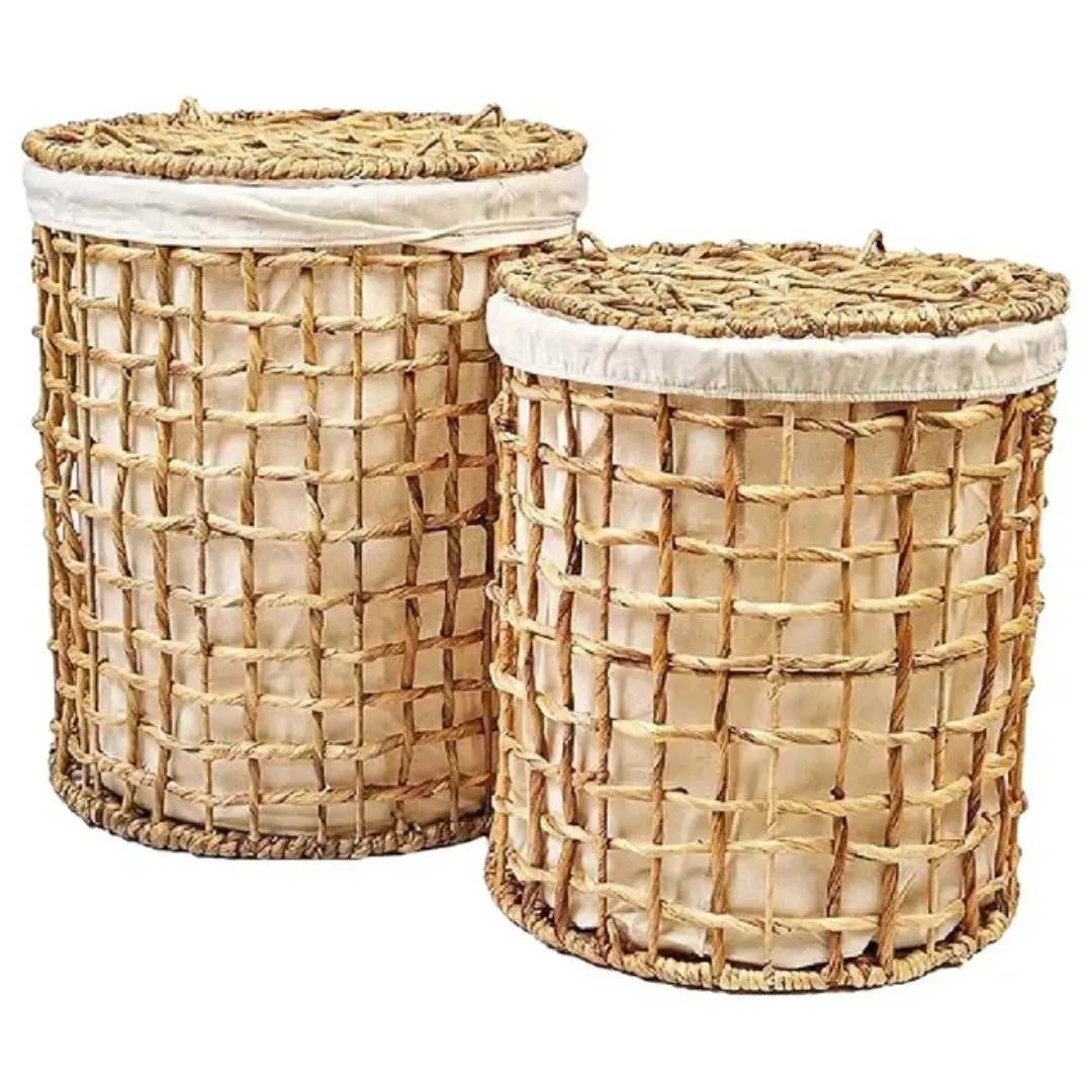 Water Hyacinth Laundry Hamper – Eco-Friendly, Small Size | Wholesale Supplier from USA
