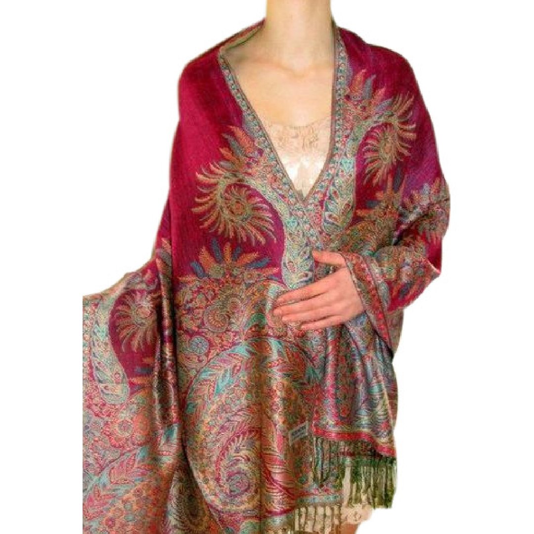 Blue Pashmina Jaali Shawl - Impex Crafts Handwoven Luxury