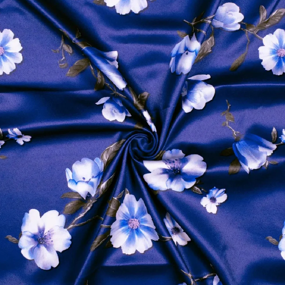 Cotton on Satin Fabric Digital Printing Floral Patterns Custom Designs