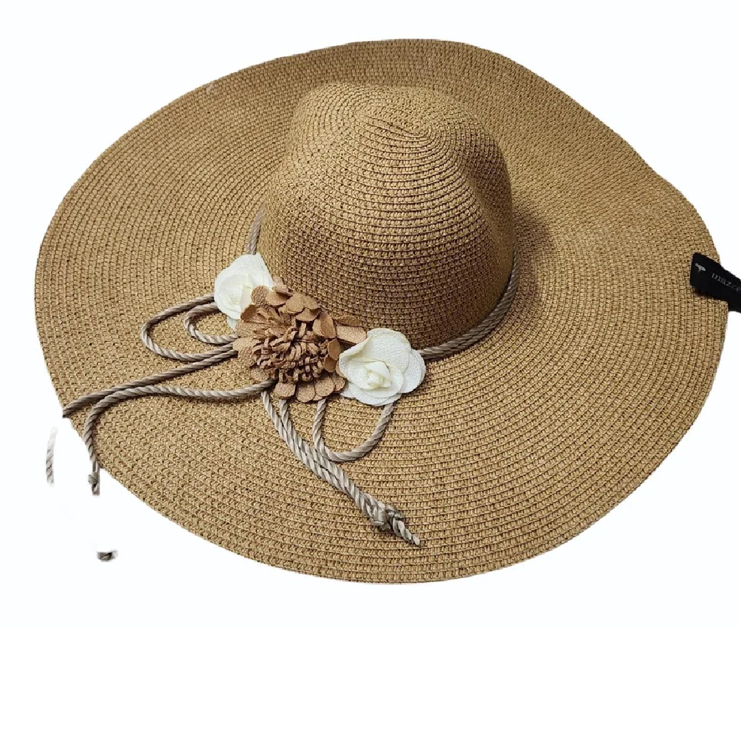 Beach Summer Hat Flower Protective Decorative Modern Straw Hat Sun Protection Hat for Women