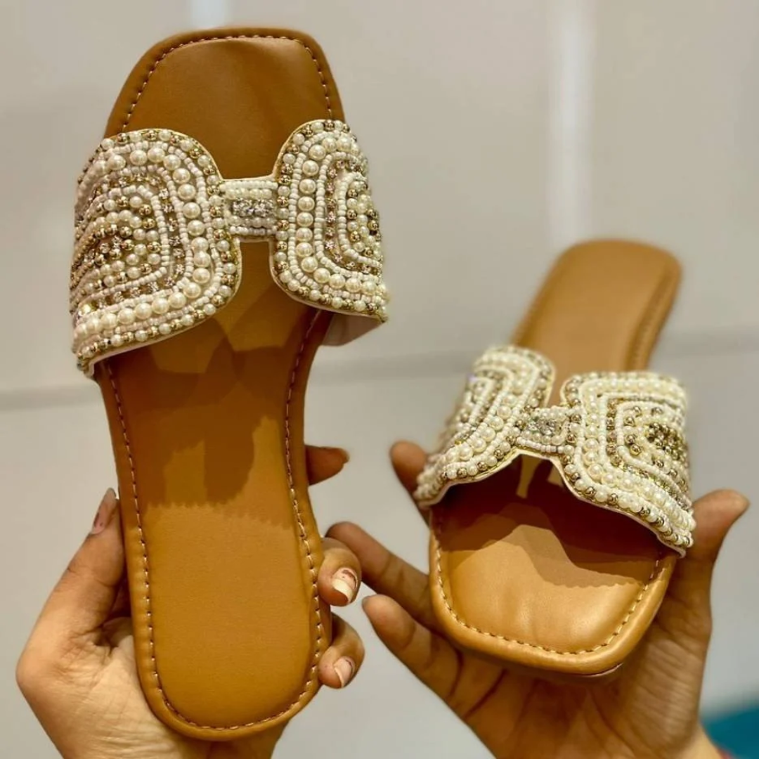 Casual Wear Brown Ladies Leather Slippers, Occasion: Festive Wear