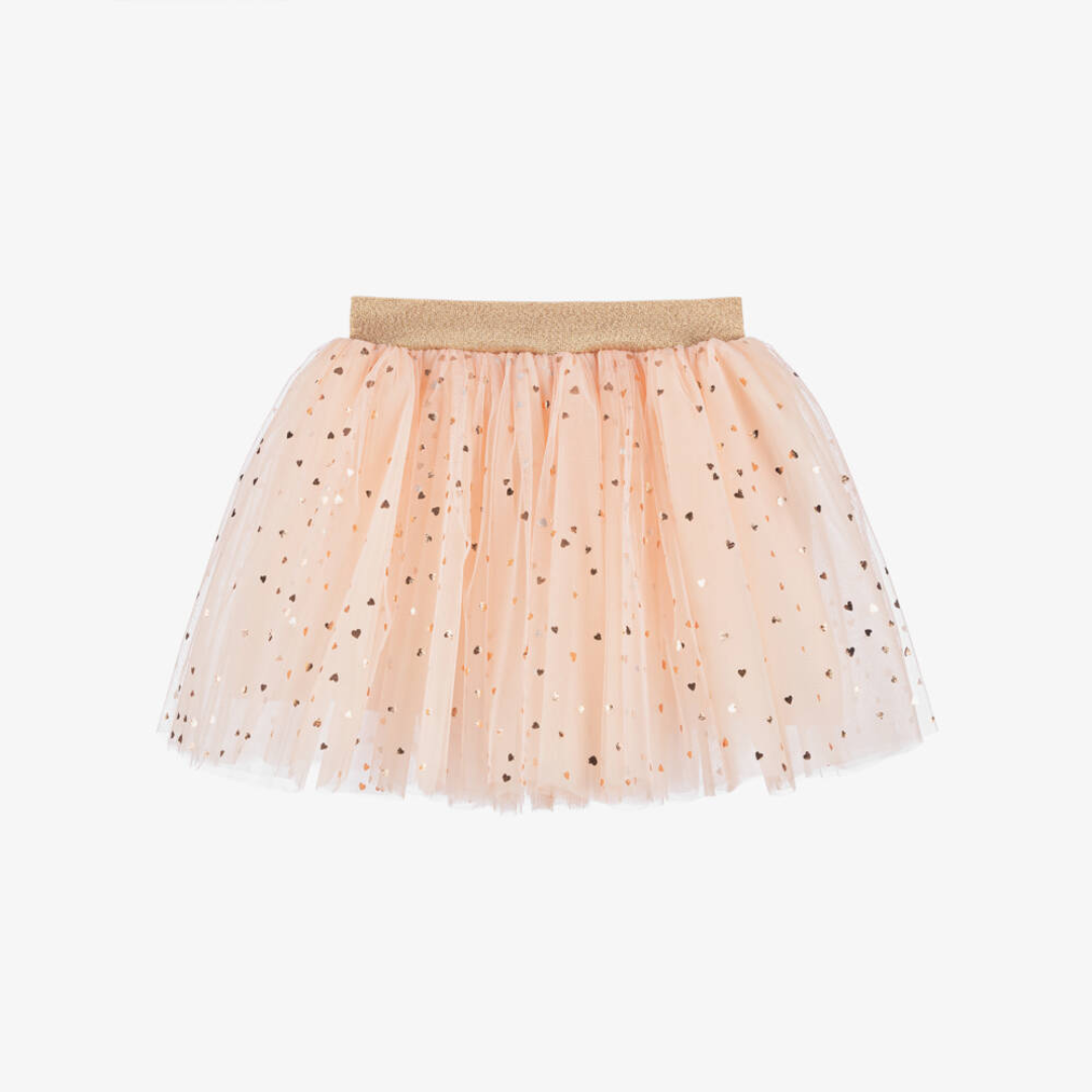 Girls Pink & Gold Hearts Tulle Skirt – Stylish & Fun Wear | UK Supplier