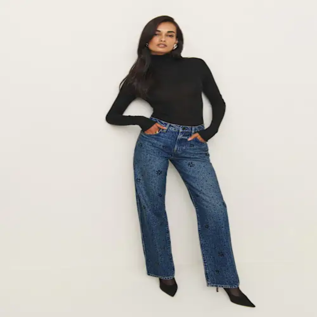Val 90s Mid Rise Straight Designer Jeans Timeless Fit