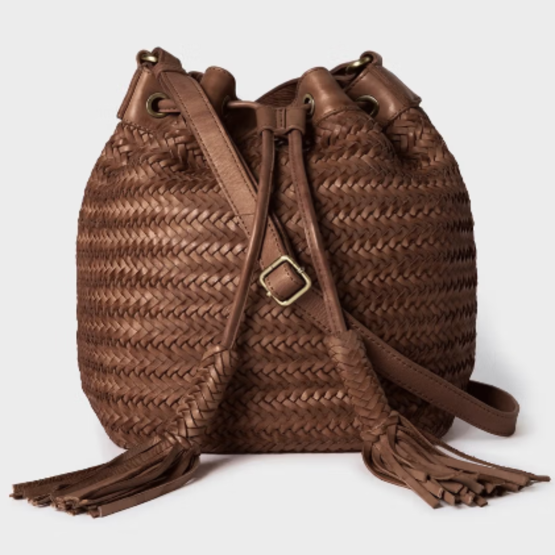 Joss Woven Leather Bucket Bag Chestnut Price