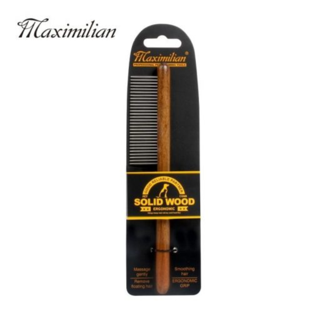 Maximilan Premium Wooden Handle Pet Comb