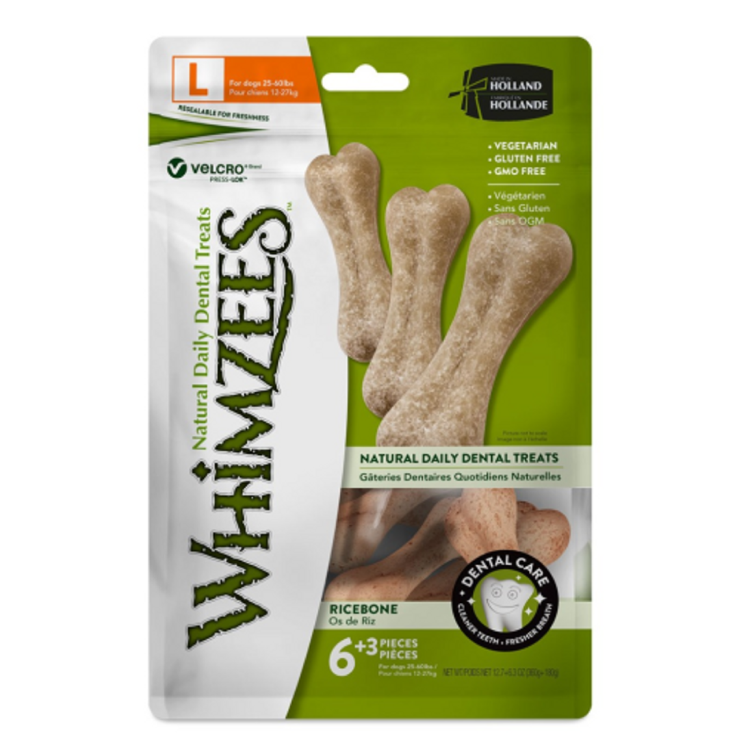 Whimzees Rice Bone Dental Dog Treats Large 9pcs