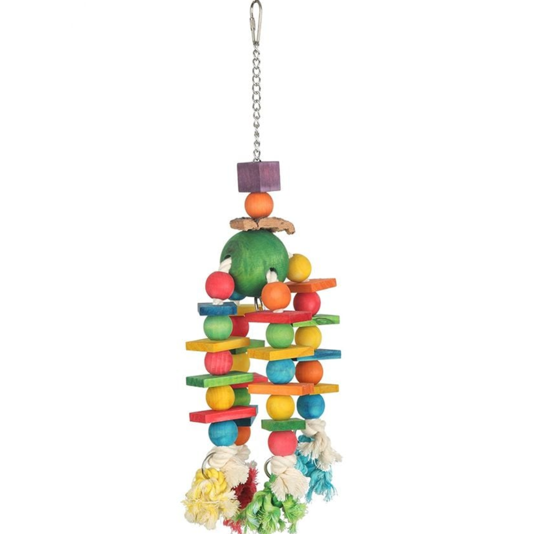 Coollapet Wooden Marble Rope & Cork Bird Hanging Toy