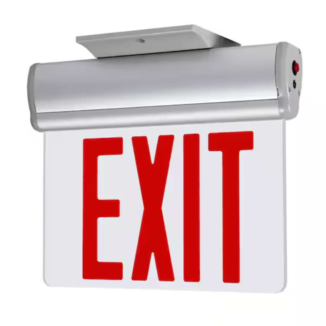 Edge Lit Red LED Exit Sign Surface Mount Adjustable