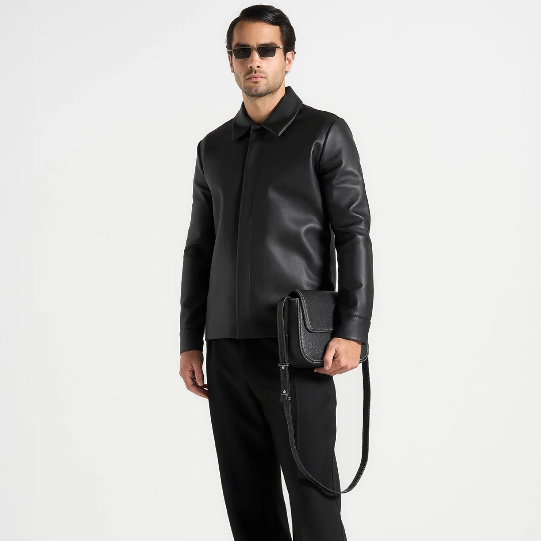 Minimal Leather Shirt for Modern Apparel Trade Supply