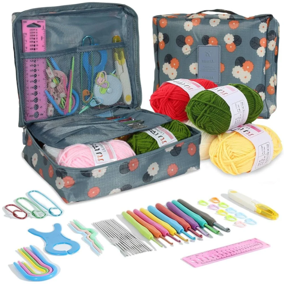 Crochet Needle Kit 107Pcs Crochet Knitting Needle Hooks And Kits Kit with Carry Bag