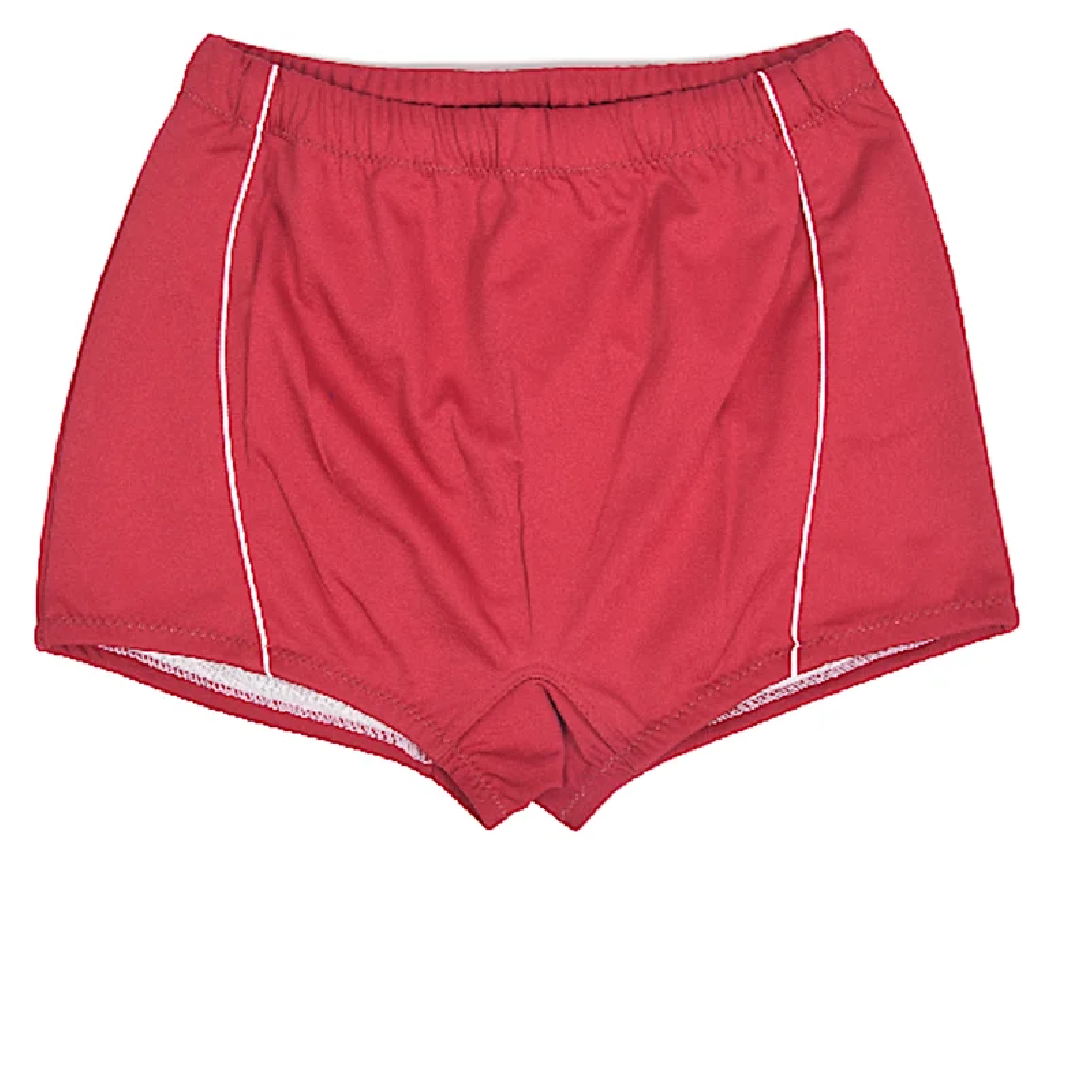 Striped Kids Cotton Medium Red Swimming Shorts