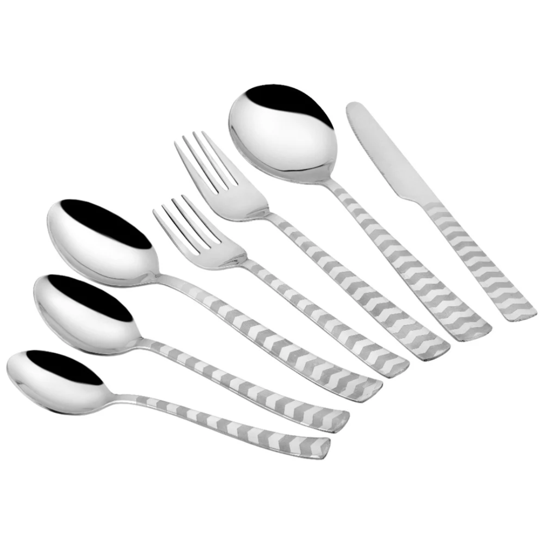 Parage Stainless Steel Spoon & Fork & Soup Spoon Set (Eating Utensils), Laser Design