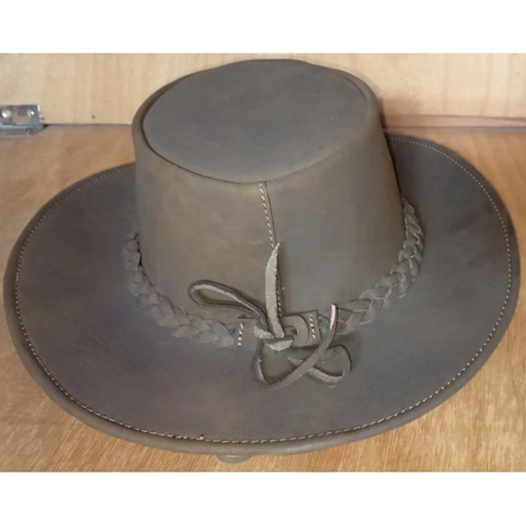 Brown Leather Cowboy Hat