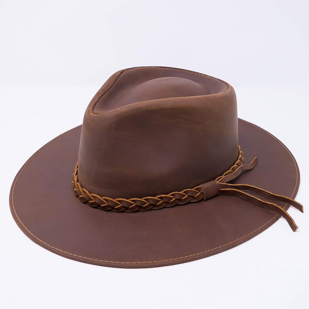 Stylish Leather Fedoras For Formal Event