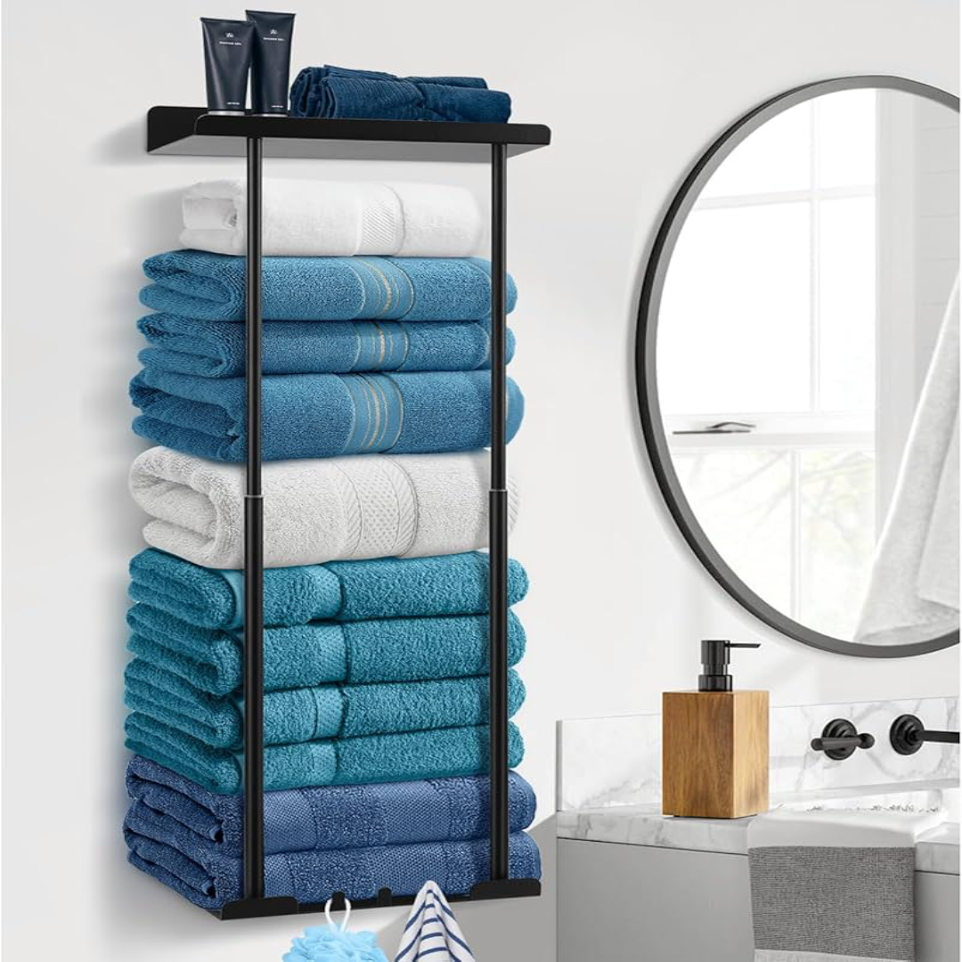 Wall-Mounted Bathroom Towel Storage Rack | US Supplier