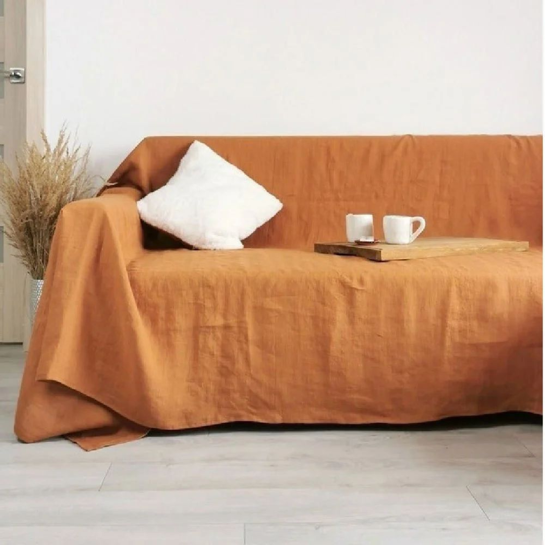 Single Milled Brown Plain Sofa Throw Blanket