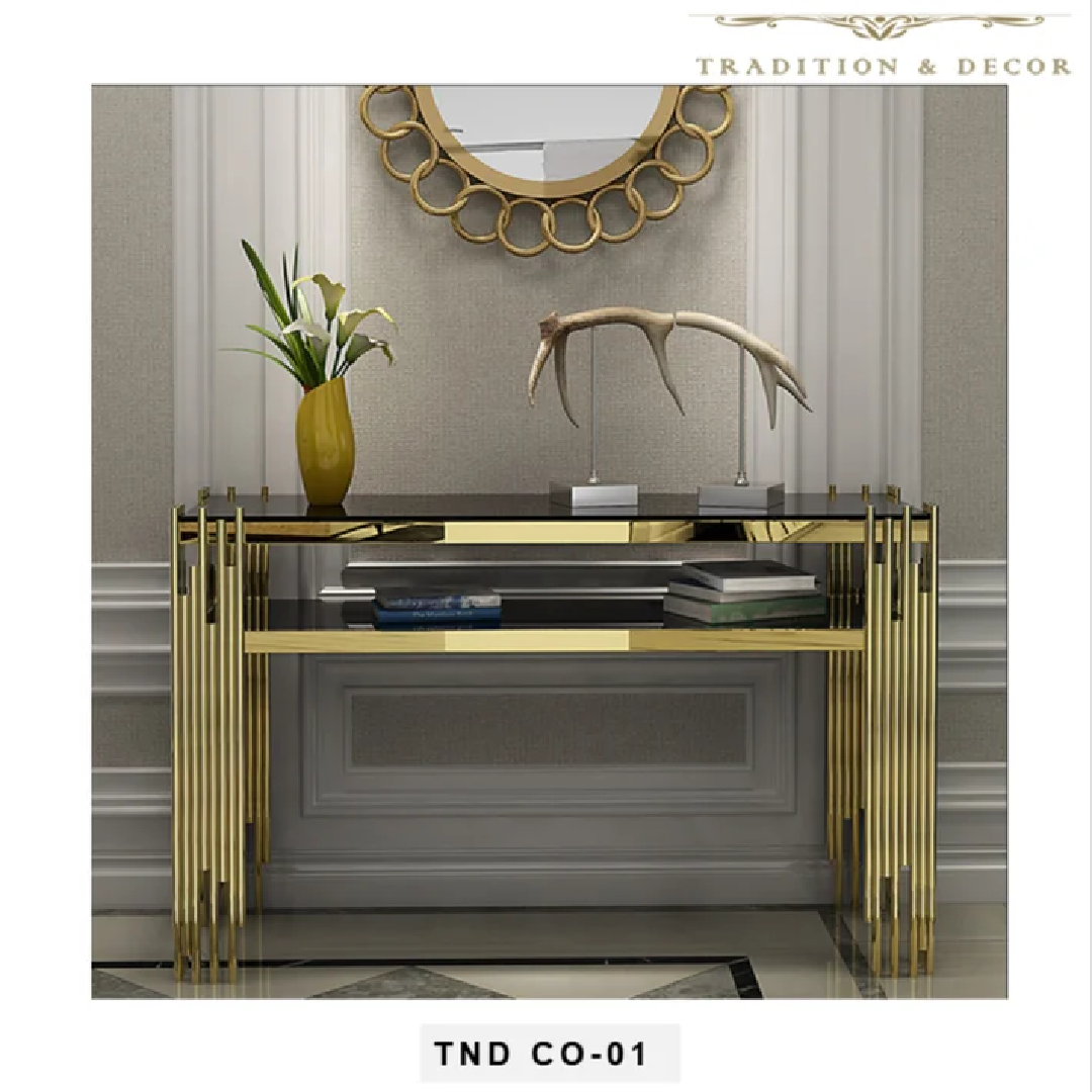 Golden Stainless Steel Designer Console Tables