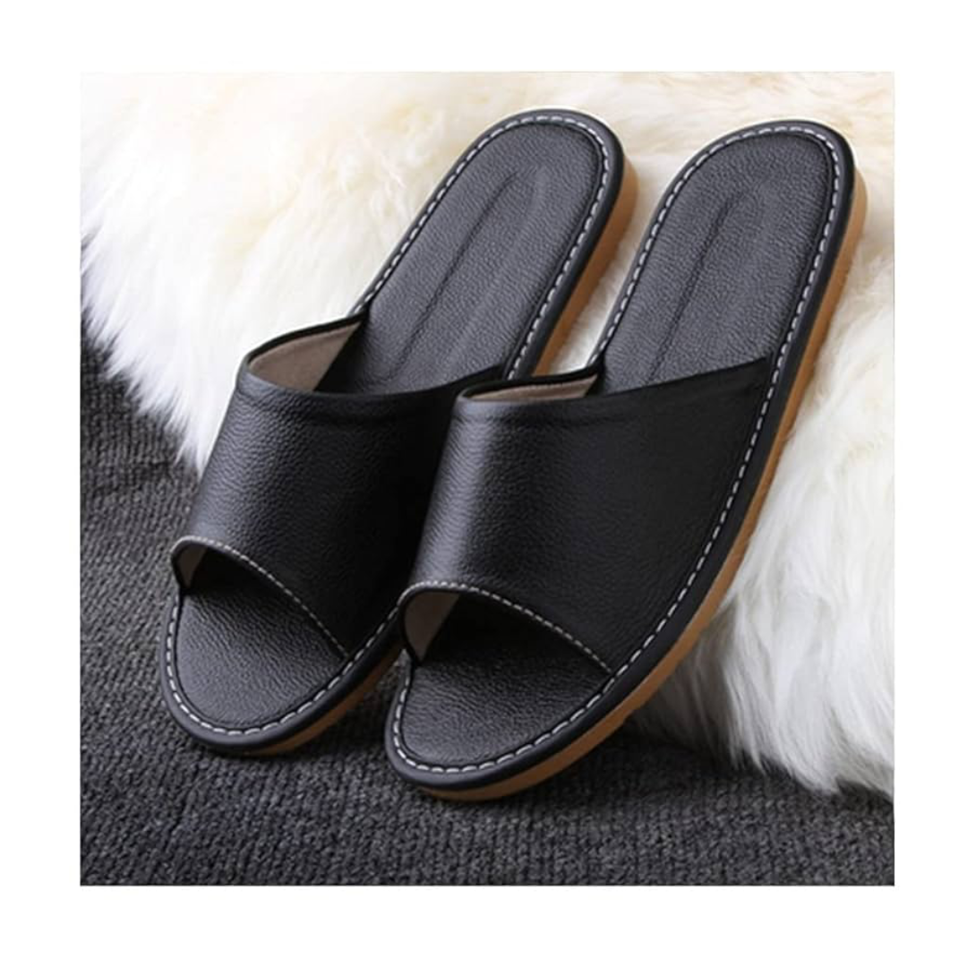 Soft Indoor Leather Slippers For Hardwood Floors